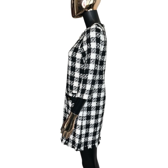 Zara TRF Black White Tweed Check Mini Dress NWT Size Small - Picture 8 of 13